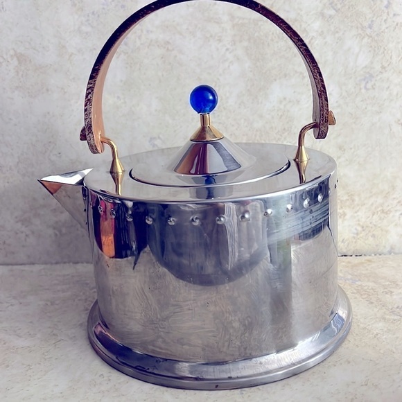 VINTAGE Bodum C.Jorgensen Tea Kettle Ottoni 80s Cobalt Lucite Finial - Picture 1 of 8